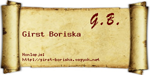Girst Boriska névjegykártya